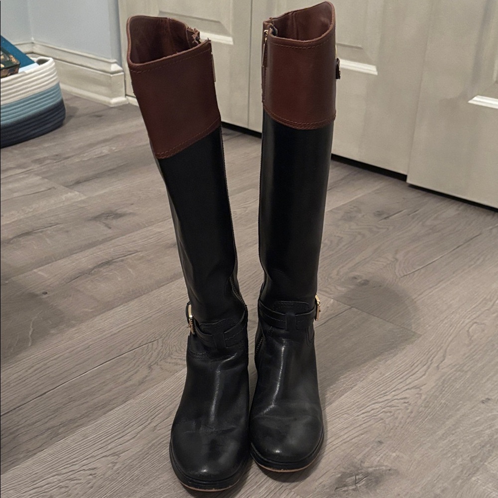 Michael Kors Black and Brown Rider Boots